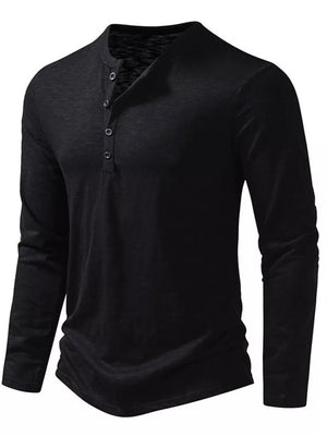 Men's Long Sleeve Henley T-shirt, close-up detail