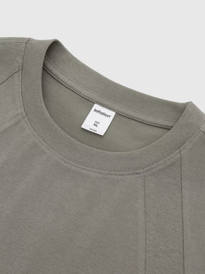 Men's Solid Color Short Sleeve T-shirt in White, close-up detail