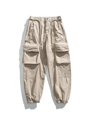 Men's Full Size Multiple Pockets Sweatpants Set in Khaki, model styling view