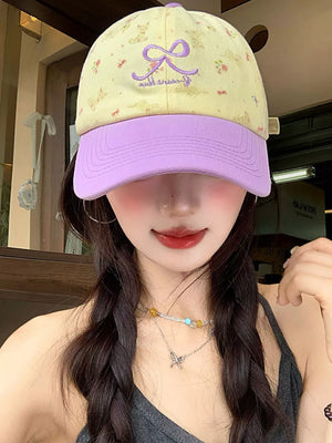 Bow Embroidered Baseball Cap, front view