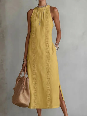 Sleeveless Lace Trim Midi Dress Plus Size, editorial view