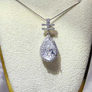 1 Carat Sterling Silver Teardrop Moissanite Necklace, side view