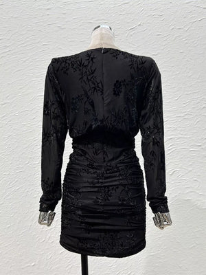 Ruched Long Sleeve Mini Dress in Off-white, alternate angle