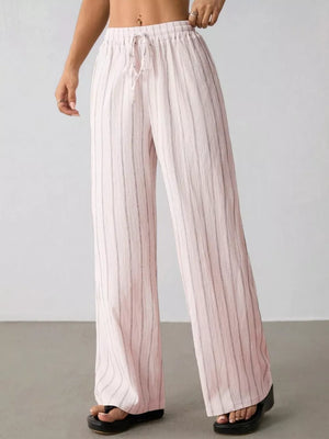 Striped Wide-leg Drawstring Pants, view 24