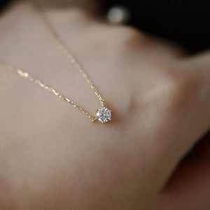Delicate sterling silver necklace with a clear zircon pendant.