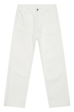 Relaxed fit ivory denim jeans with a straight leg and classic five-pocket styling.