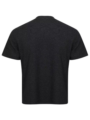 Men's Henley T-shirt With Button Detail in Dark Gray, side view
