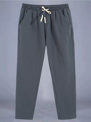 Men's Plus Size Drawstring Loose Fit Pants in White, close-up detail