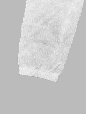 White crinkled textured lightweight hooded jacket sleeve detail