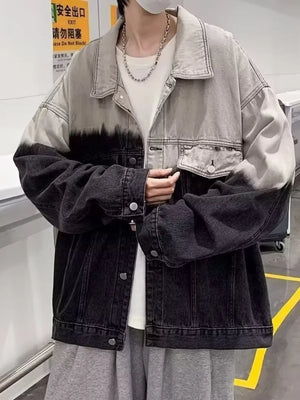 Men's Plus Size Gradient Wash Denim Jacket, side view