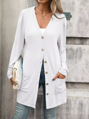 Blue regular cardigan with v-neck