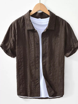 Men's Plus Size Button Up Short Sleeve Shirt, front view