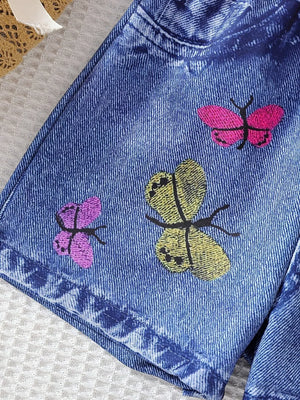 Children's Butterfly Graphic Tee And Shorts Set, back view