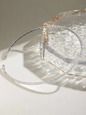 Silver collar necklace with all-over diamond row detail