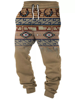 Men's Full Size Geometric Drawstring Joggers in Olive, side view