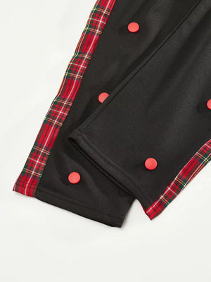Men's Full Size Drawstring Plaid Side Stripe Pants, alternate angle