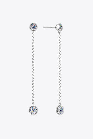 Silver chain drop earrings with bezel-set cubic zirconia charms