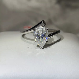 0.3 Carat Solitaire Moissanite Wrap Sterling Silver Ring, front view