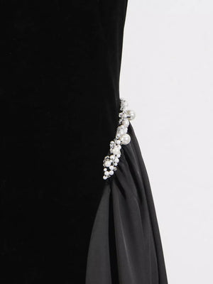 Lace Up Back Tube Maxi Dress in Black, alternate angle
