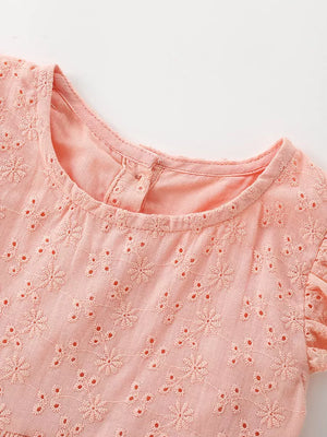 Children's Eyelet Flutter Sleeve Dress, close-up detail