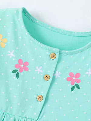 Children's Bunny Print Button Detail Dress, close-up detail
