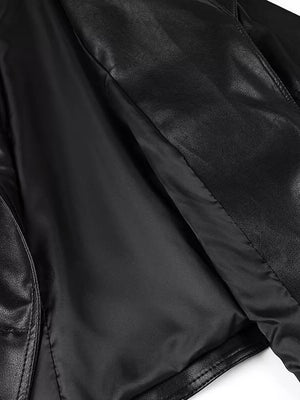 Belted Leather Jacket With Shawl Collar in Dark Brown, view 14