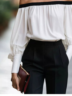 Off-shoulder Lantern Sleeve Blouse, close-up detail