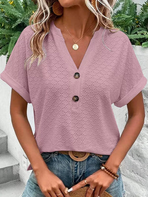 Notched Short Sleeve Top, product detail