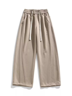 Men's Plus Size Loose Fit Wide Leg Casual Pants in Navy Blue, front view