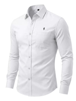 Men's Slim Fit Button Up Shirt Plus Size in Black, close-up detail