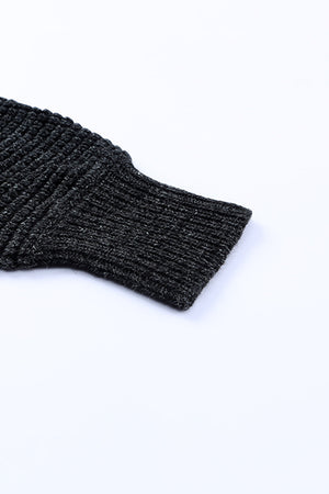 Textured acrylic open cardigan sleeve in charcoal gray with ribbed cuff detail.