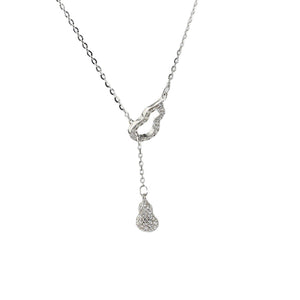 Silver zircon pendant necklace with double gourd charm