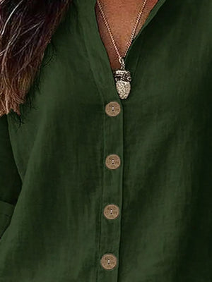 Linen Long-sleeve Top in Orange-red, fit detail