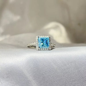 0.3 Carat Sterling Silver Halo Moissanite Ring, front view