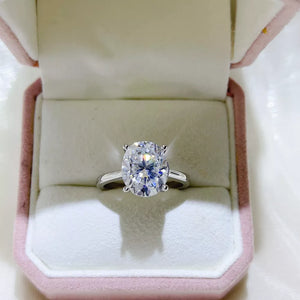 1 Carat Oval Moissanite Solitaire Sterling Silver Ring, front view