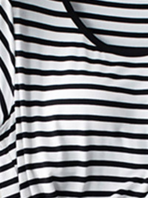 Black and white striped t-shirt with built-in bra and scoop neckline.