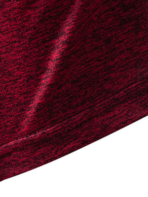Burgundy Mélange Slim Fit Henley Tee, cotton blend fabric detail