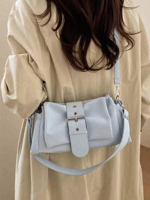 Buckle Detail Crossbody Bag in Blue, fit detail