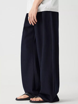 Men S Wide Leg Casual Pants in White, close-up detail