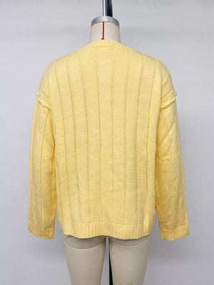Button Up Dropped Shoulder Cardigan, model styling view