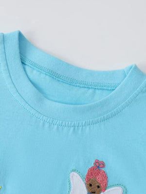 Children's Embroidered Round Neck T-shirt, close-up detail