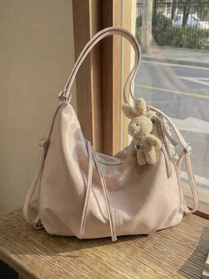 Adjustable Strap Shoulder Bag in Pink, model styling view