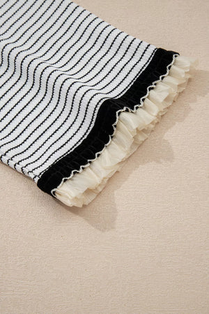 Stripe Contrasted Ruffle Trim Loose Long Sleeve Top in Stripe, view 12
