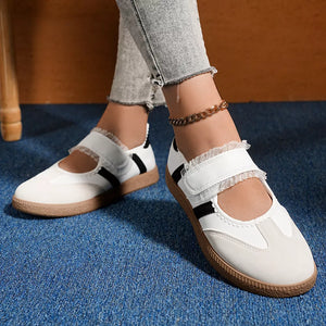 Round Toe Slip-ons in Black, back view