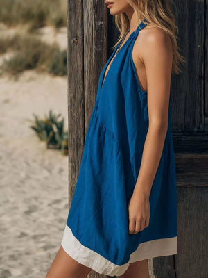 Backless Halter Neck Mini Dress, model styling view