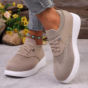 Round Toe Lace Up Sneakers in Pink, fabric detail