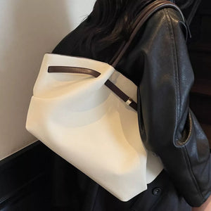 Large Capacity Shoulder Bag in Off White, back view