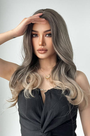 Ombre Wave Synthetic Wig in Ash Brown/Blonde Ombre with loose waves.