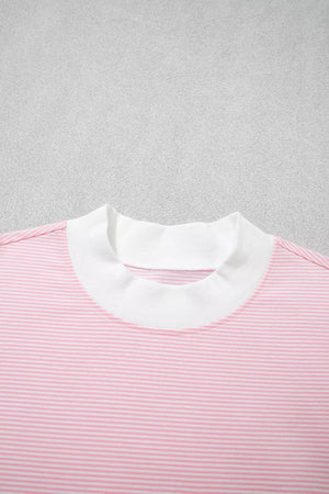 Striped Long Sleeve Top And Pants Set in Blush Pink, fit detail