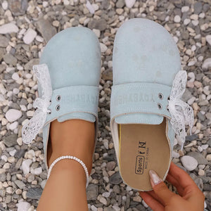 Round Toe Slip-ons in Blue, model styling view